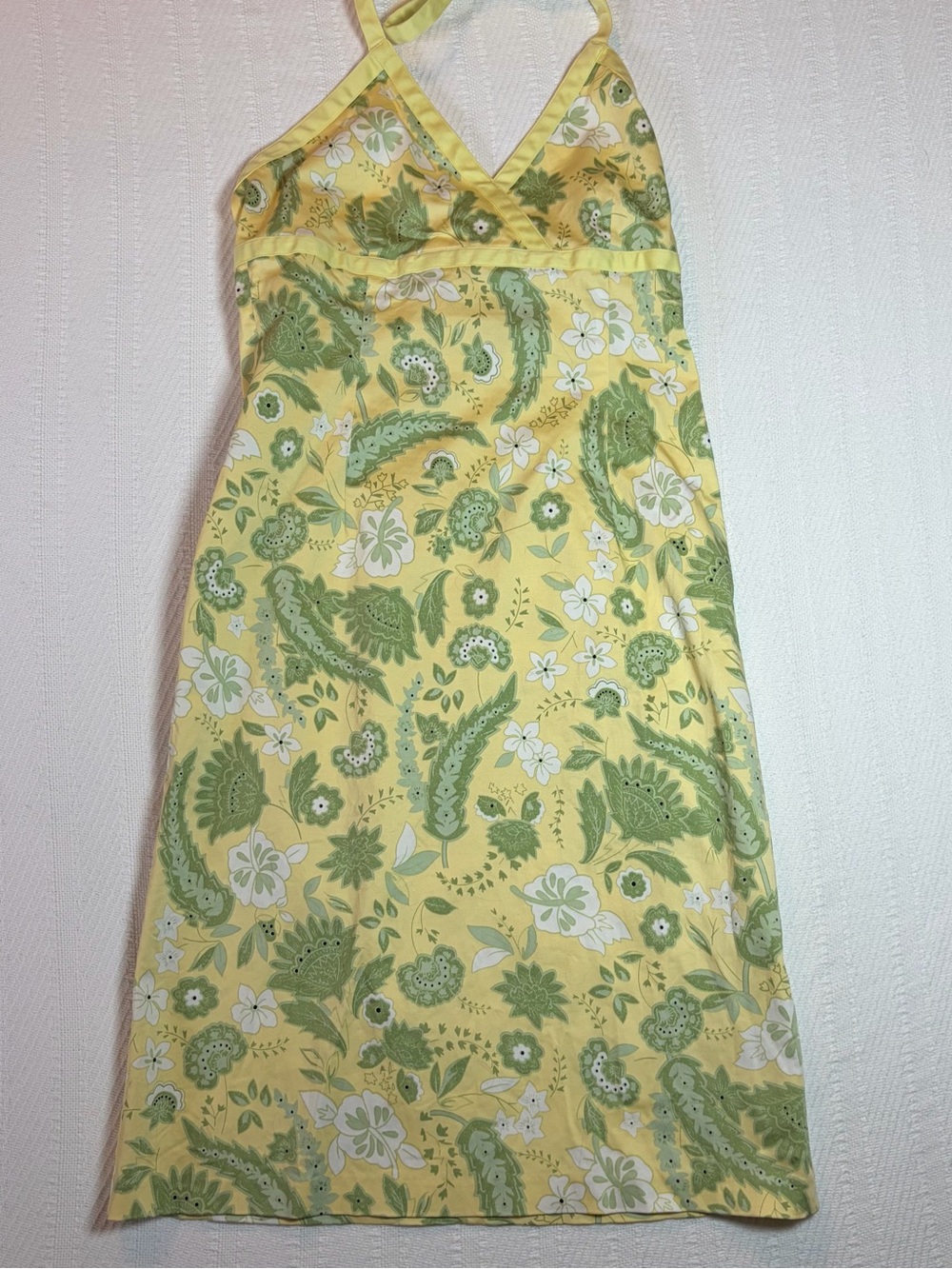 Vintage 90s/Y2K Spenser Jeremy Dress Sz 4 Halter Yellow Floral Cotton Sleeveless